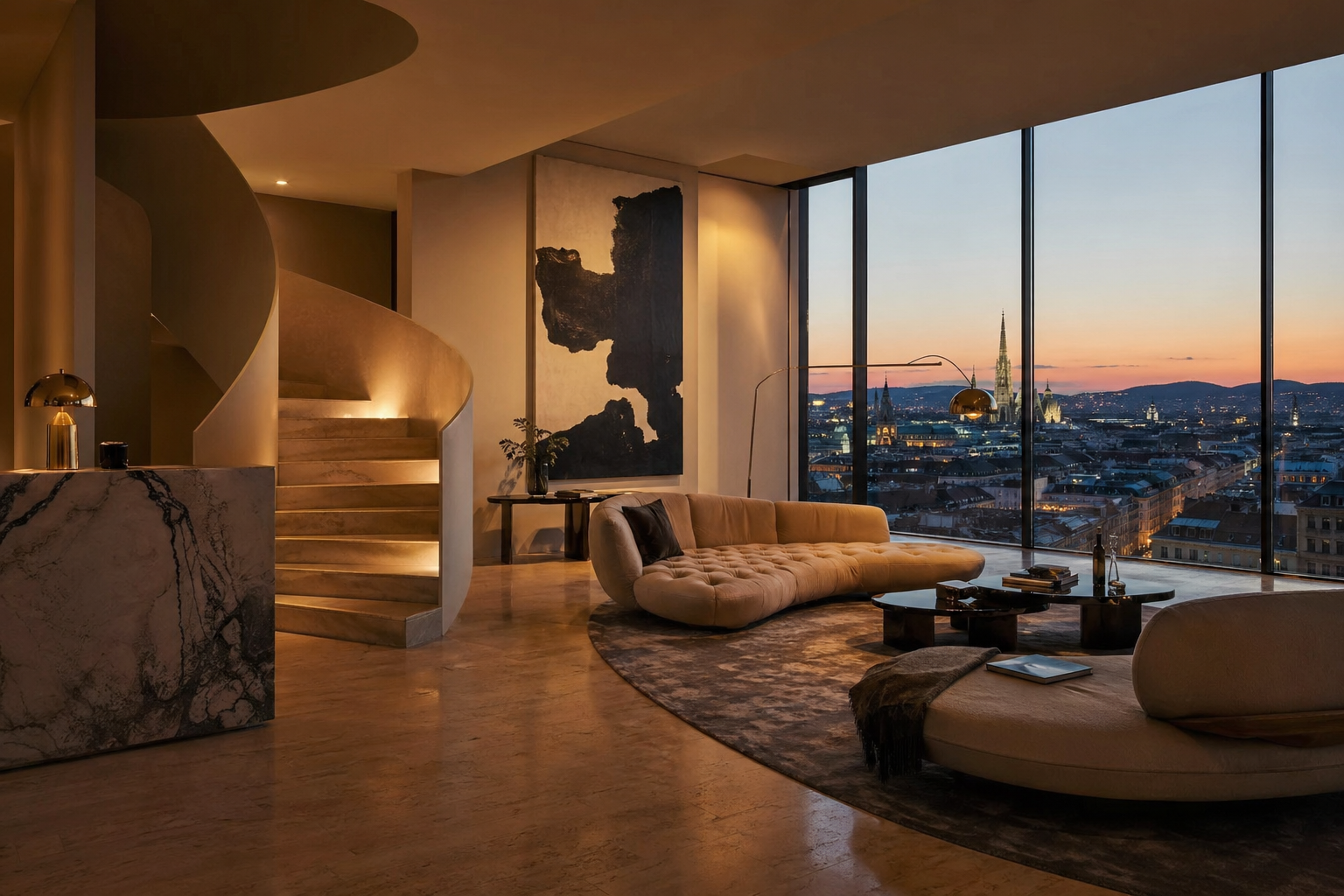 Beispiel: Penthouse-Innenausbau Wien